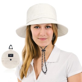 beifon Sonnenhut Damen UV-Schutz, Regenhut Damen Wasserdicht Schnelltrocknend, Fischerhut Herren Damen Faltbar Tragbar Anglerhut, Bucket Hat Sommerhut (DE/NL/SE/PL, Numerisch, 53, 59, 1 Weiß C)