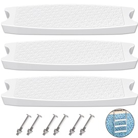 Goovilla Pool Ladder Steps Replacement, (3-Pack) 18" Universal Heavy-Duty Molded Plastic Swimming Pool Ladder Rung Step with 6 PCS Stainless Steel Bolts for Inground and Above Ground Pools, White