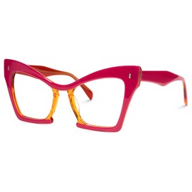 Zeelool Acetate Cat Eye Blue Light Blocking Glasses Trendy Computer Eyewear for Women Oversized Eyeglasses Cuevas ZJGA338378-02 Red