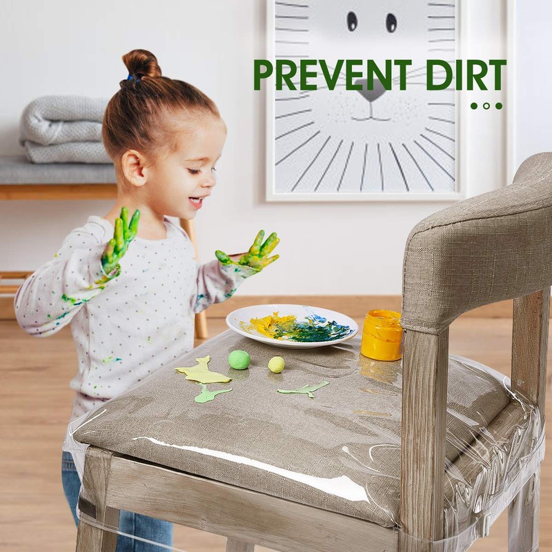SIWUTIAO 2 Pack Clear Plastic Dining Chair Covers, Reusable Thickened