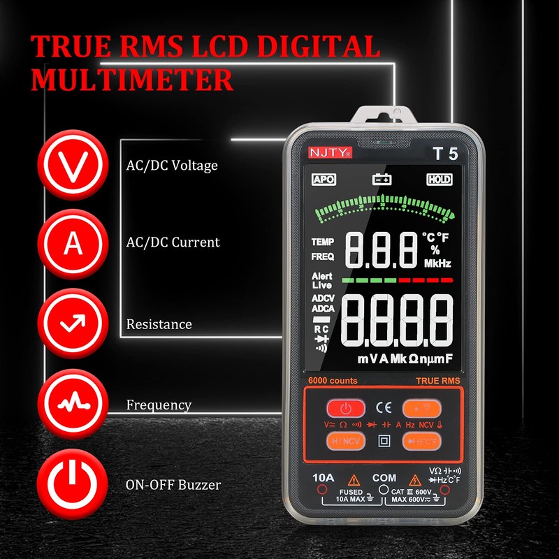 T5 6000 Counts True RMS Multimeter Digital Universal Tester 3.8-inch