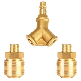 Profiwoab 1/4" BSP Airline Hose Connectors, Air Line Fittings Y Piece 3 Way for Compressor