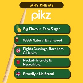 pikz Flavoured Toothpicks – Bold Natural Flavours, Resealable Packs – Fun, Cheeky Tooth Picks – Zero Sugar, Natural Birchwood Toothpicks (100 Toothpick Pack) (100 Toothpicks, Tropic Like It's Hot)