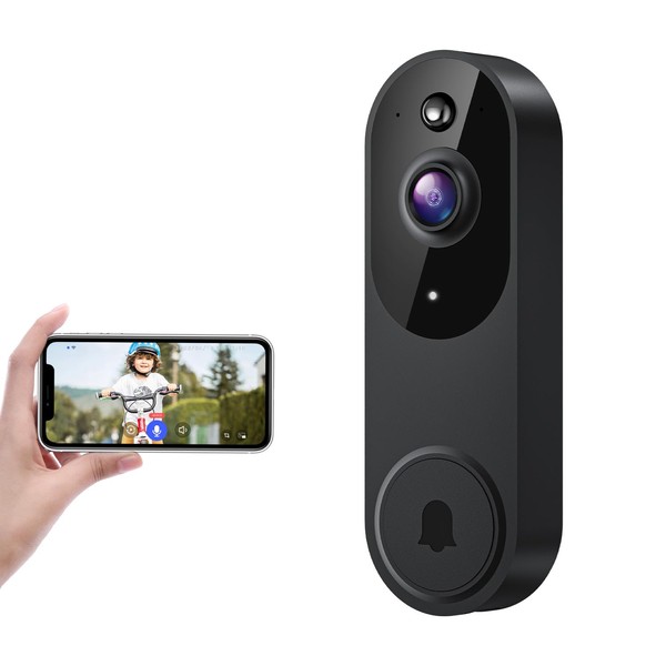 1080P Wireless Video Doorbell + Indoor Doorbell Chime, Improved Security