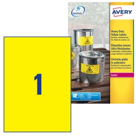 AVERY Zweckform Protection & Security Labels Weatherproof 210 x 297 mm, yellow