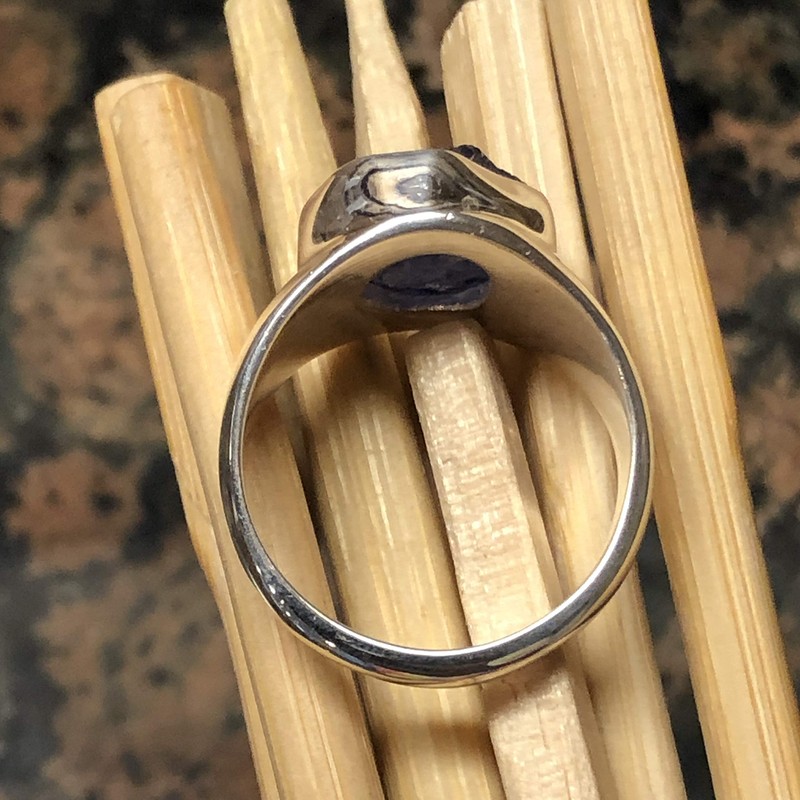 Natural Cluster Tanzanite 925 Solid Sterling Silver Men's Ring Size