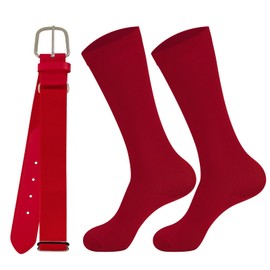 cs runsenisocks Teen Youth Baseball Socks Boys Girls Teens Teen Softball Socks and Belt Set for Baseball,Soccer.(1 Pairs of Sock with 1 Belt). (US, Alpha, Medium, red)