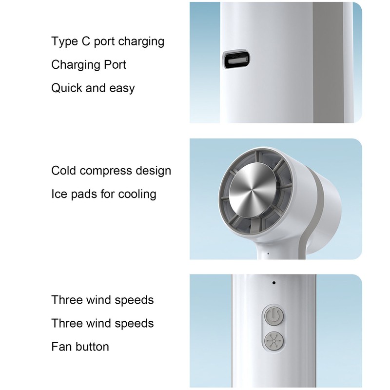 Handheld Cooling Fan USB Rechargeable Semiconductor Refrigeration Hand Fan with