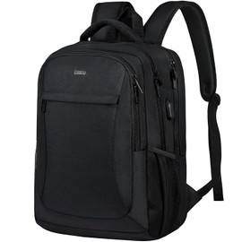 Voova Travel Laptop Backpack, Business Work Laptop Backpack for Women & Men with USB Charging Port, Waterproof Slim Durable College Computer Bag Fits 15.6 Inch Laptops and Notebook, Black