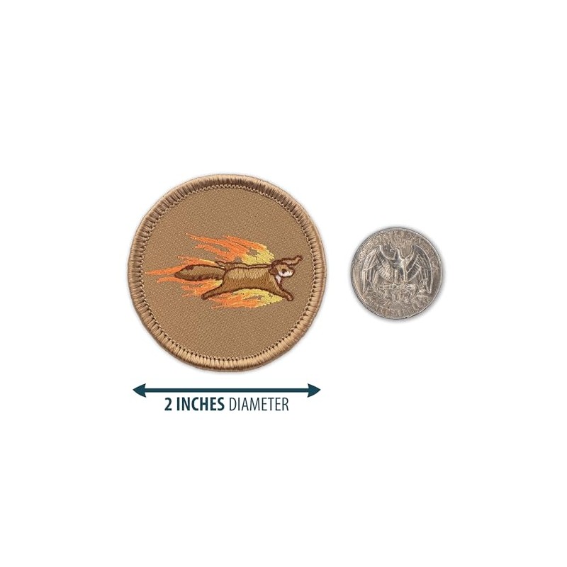 Flaming Flying Squirrel Patrol Patch - 2" Diameter Round Embroidered