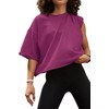 HUGOOME Womens Oversized Workout Crop Top Casual Short Sleeve Purple