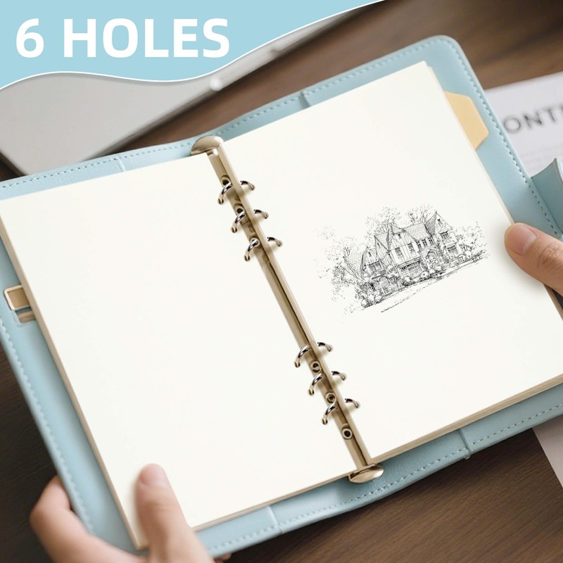 90 Sheets A5 6 Ring Blank Paper Binder Refills, Blank