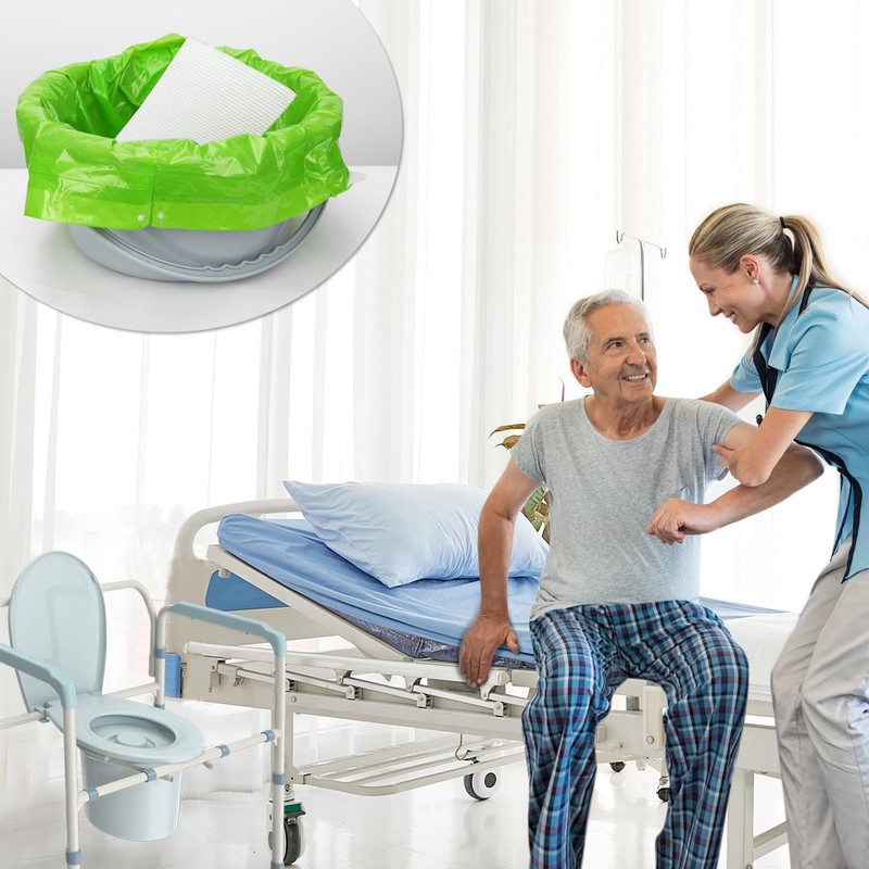 BOOWOO Bedside Commode Liners with Absorbent Pads,100 Disposable Commode Bags