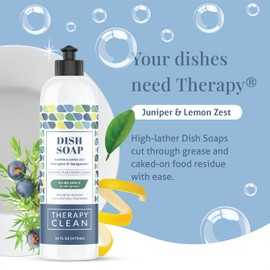 Therapy Clean Liquid Dish Soap, 100% Natural Scent, Juniper & Lemon Zest, Biodegradable Natural Dishwashing Liquid