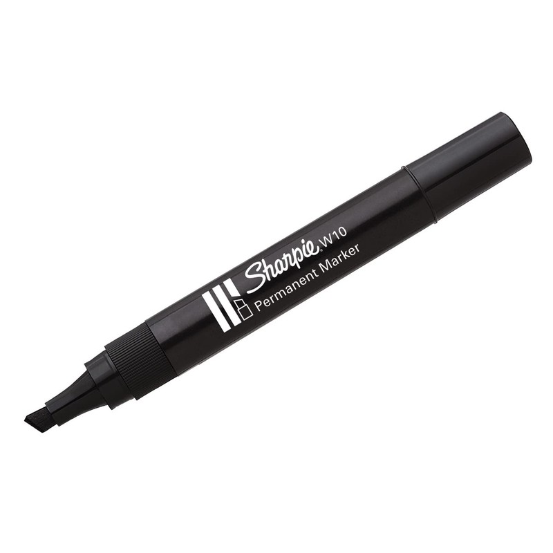Sharpie W10 Permanent Markers - Chisel Wedge Tip - Black