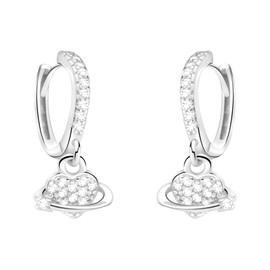 SOFIA MILANI - Women's Earrings 925 Silver with Zirconia Stones - Heart Creole Earrings, Sterling Silver, Cubic Zirconia