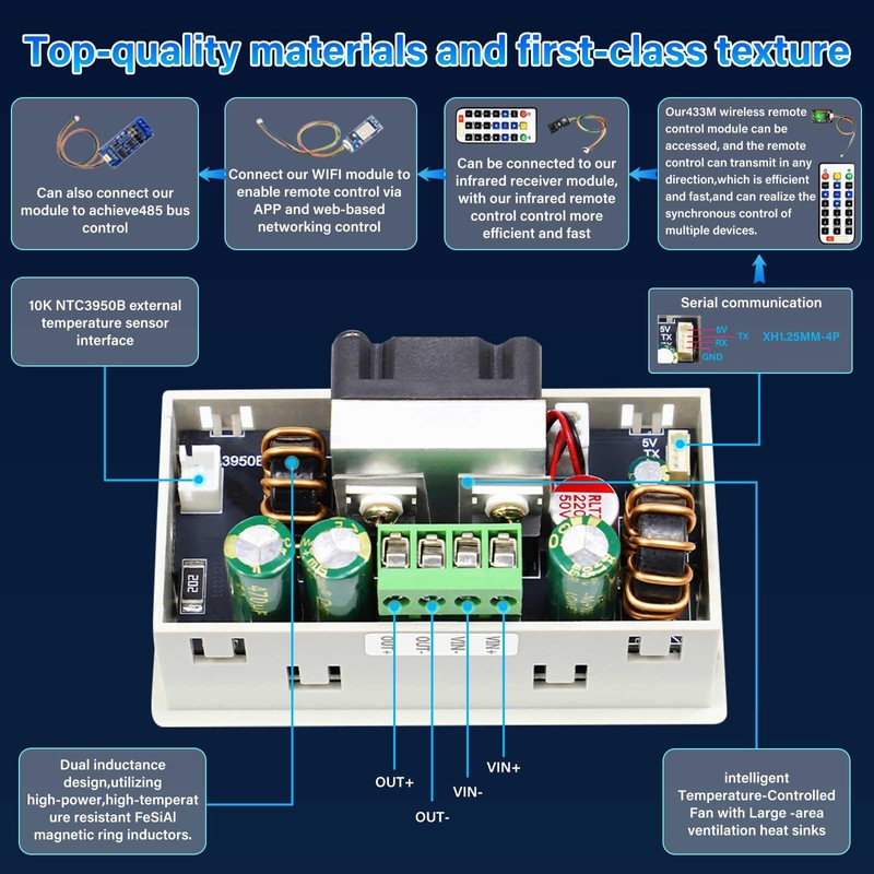 DC Adjustable Buck Boost Converter Voltage Regulator DC6-36V 150W 8A