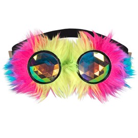 Boland 02651 – Party Glasses Rave, Multicoloured, with Plush and Elastic Band, Holographic Glasses, Techno Party, Costume, Carnival, Theme Party