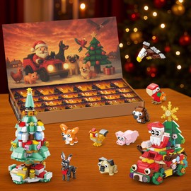 Christmas Building Blocks Advent Calendar 2026 for Kids, 24 Days of Countdown with Xmas Tree Santa Sleigh Animal Building, Stocking Stuffer Party Favor for Boys, Girl, Adult