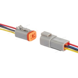 WOODGUILIN Deutsch DT Conector de 4 pines, conector eléctrico impermeable DT de 4 vías para automóvil, conector eléctrico macho hembra, arnés de cableado con cable de 16 AWG, para automóvil, camión,