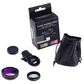 Gatuida Phone Clip Lens Wide Angle Macro Dual Lens Fit for Smartphones Optical for Photography Enthusiasts Black