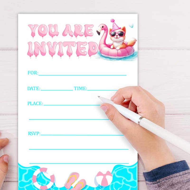Pool Party Birthday Invitations for Girl
