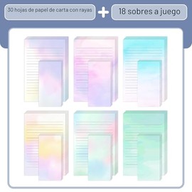 Mr. Pen - Juego de papel de escritura de papelería con sobres, 8.18 x 5.5 pulgadas, 30 hojas de cartas y 18 sobres, papel de carta imprimible suave pa
