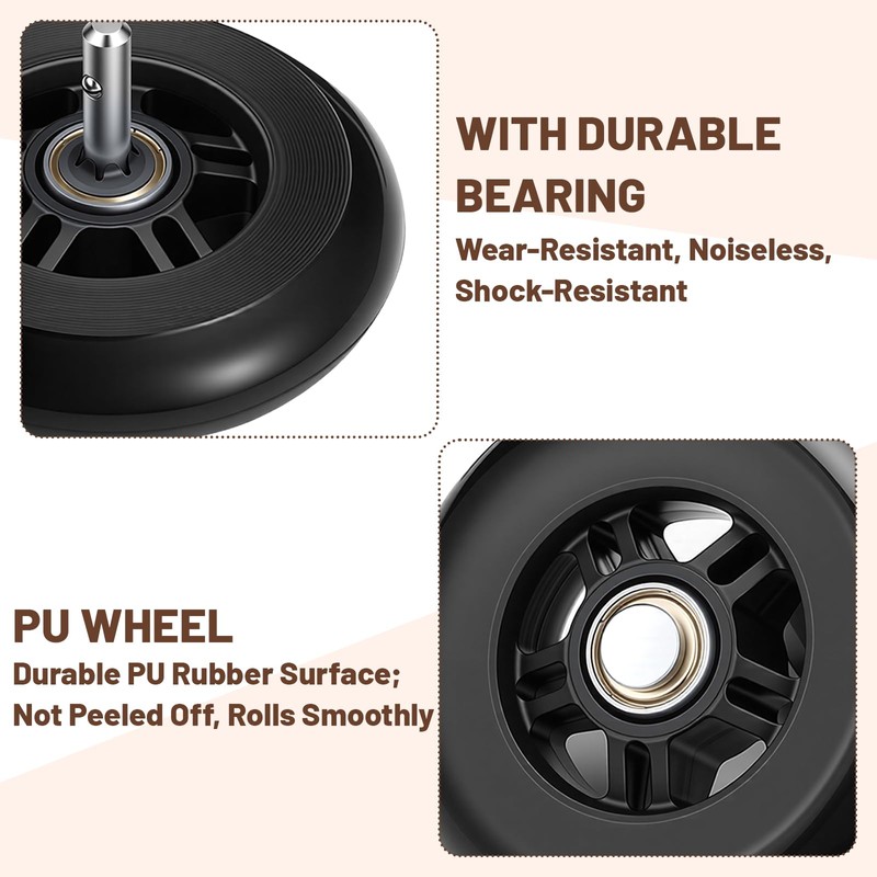 Timtin 2 Pcs 4" Camp Trunk Wheels Removable Easy to