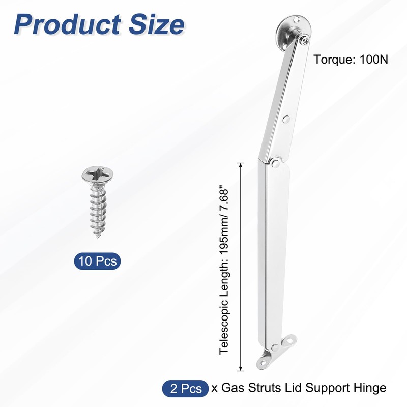sourcing map 2Pcs Lid Support Hinge, 100N Gas Struts Soft