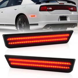 litzland Rear LED Side Marker Light Compatible with Dodge Challenger 2008-2014 Charger 2011-2014 Smoked Lens LED Driver and Passenger Fender Bumper Lamps