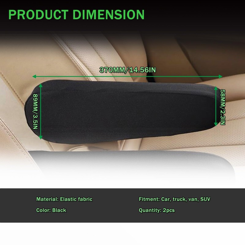2PCS Front Seat Armrest Covers Cloth Fabric Armrest Protectors Replacement