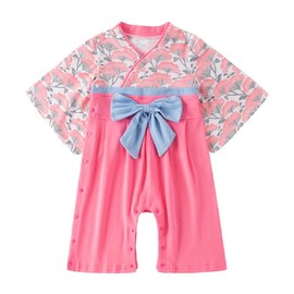 SZCQ Baby Girl Kimono Romper Japanese Costumes Hakama Coverall Infant Samurai Outfits Pink M(12-18M)