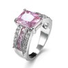 Psiroy Women's 925 Sterling Silver Plated Emerald Cut Simulated Pink