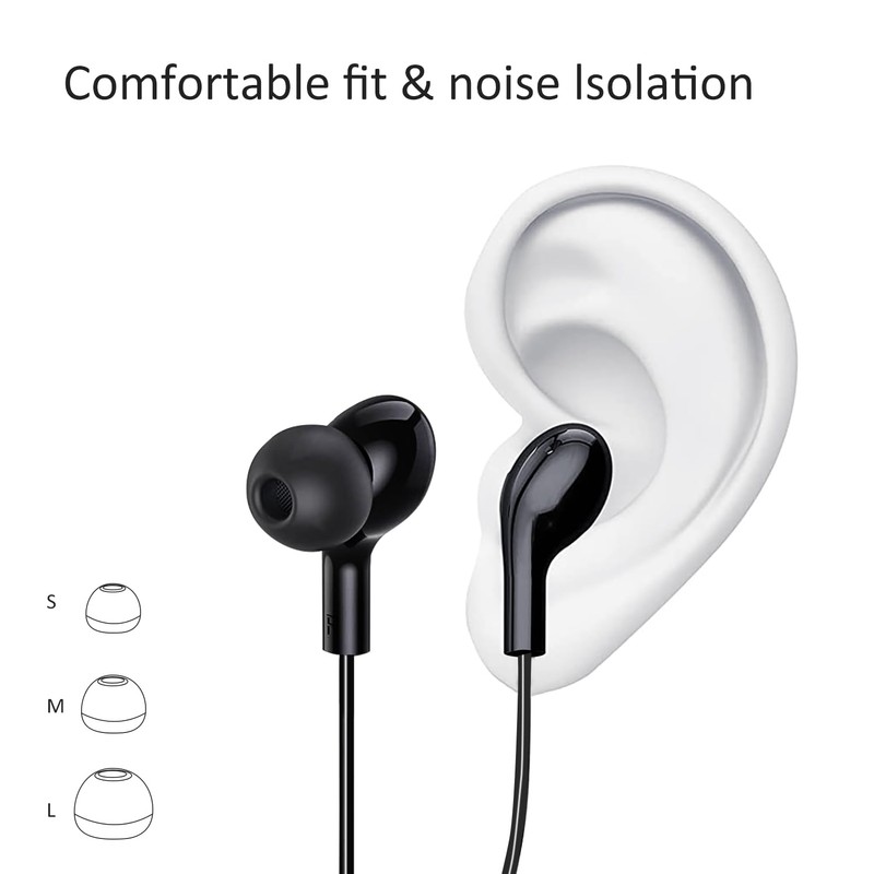 MangoKit In-Ear Headphones with Earplugs - Black