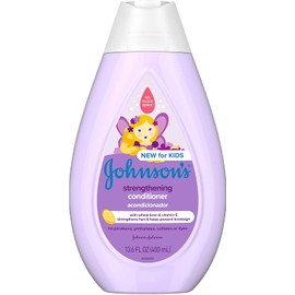 Johnson's Strengthening Tear-Free Kids' Conditioner with Vitamin E Strengthens & Helps Prevent Breakage, Paraben-, Sulfate- & Dye-Free, Hypoallergenic & Gentle on Toddler Hair, 13.6 fl. oz