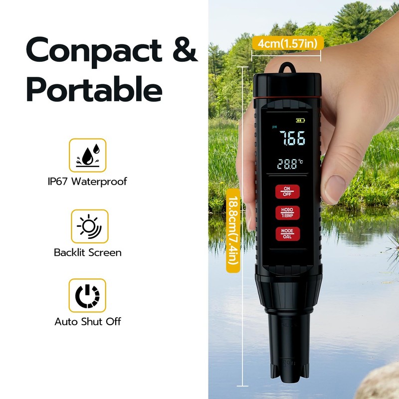 Tolesum 7 in 1 PH Meter Water, OPR/TDS/EC/S.G/Salinity/Thermometer/PH Digital Water