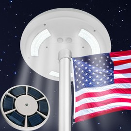 VINTLJUS Solar Flag Pole Light, 111 LED IP65 Waterproof Flag Pole Light Solar Powered Spotlight Up to 12 Hours, Top Mounted Flag Pole Solar Light Outdoor, White