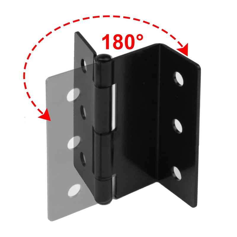 GBGS 6 Pcs 3" High Half-Surface Chest Hinges,Black Offset Hinge