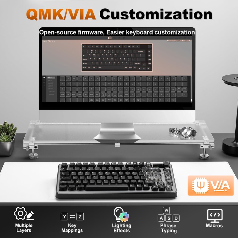 YUNZII B75 PRO MAX 75% Mechanical Keyboard (Black, Cocoa V2)