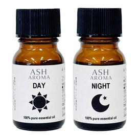 ASH Aroma Blend Oil for Day and Night, 0.3 fl oz (10 ml) x 2 Bottles (Day: Rosemary + Lemon, Night: Lavender + Orange)