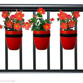 Balcony Buddies Railing Planter for Outdoor Plants (6-inch, 3-Pack) | Hanging Planter for Railings, Fence Posts | Balcony Wall Planter for Herbs, Flowers and Succulents | Made in The USA