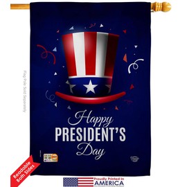Happy Presidents Day House Flag Set Americana Star and Stripes Patriotism Independence Memorial United State American Small Decorative Gift Yard Banner Double-Sided Made In USA 28 X 40