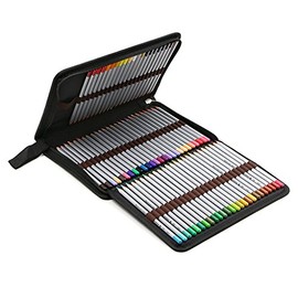 BTSKY estuche de lienzo portátil con cierre, colorido, para lápices, capacidad para 72 lápices. súper largo, para lápices acuarela, Negro nuevo