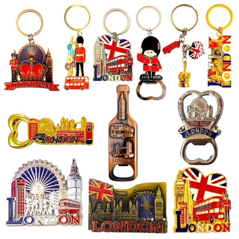 12 London Souvenir Magnets Keyring - Union Jack Magnet Key