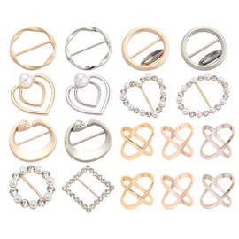 18 Pcs Scarf Ring Clips, Multicolor T-Shirt Tie Clips Corner Knotted Button, Fashion Silk Scarf Clasp Clips Waist Buckle Clothing Decoration Accessories for Womens Clothes Neckerchief Shawl