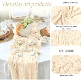 Servilletas de Gasa para Mesa 20 Piezas, 50x50cm Servilletas Decorativas de Tela con Estilo Boho, Reutilizables, Lavables, para Boda, Fiesta, Cena y Decoración de Comedor (Beige)
