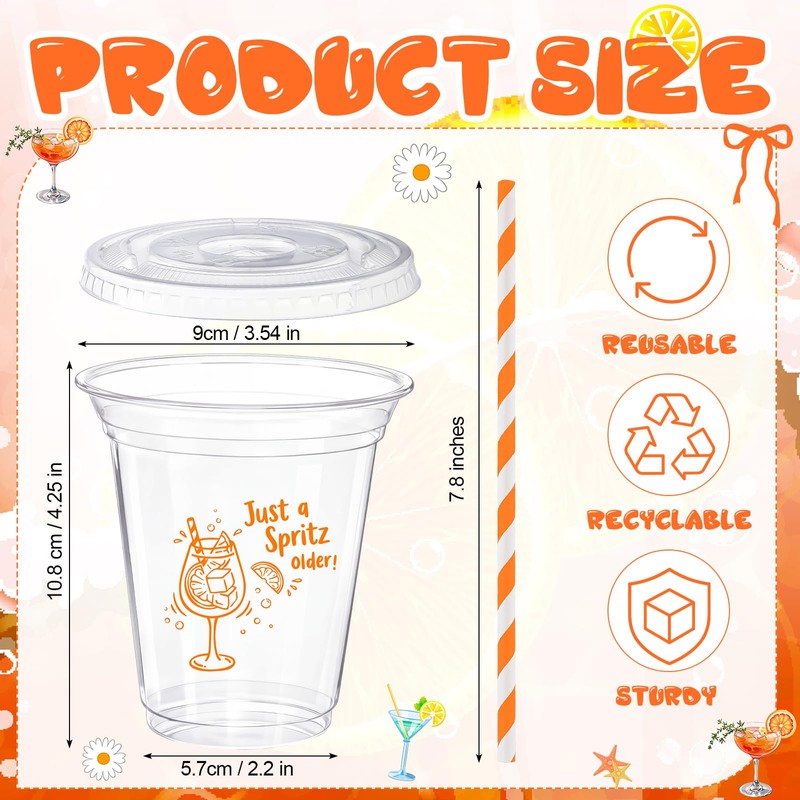 48 Pack Just a Spritz Older Disposable Plastic 12oz Cups