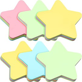 (6 Pack) Star Shape Sticky Notes 3 x 3 Inch 600 Sheets Adhesive Self Stick Pads Easy to Post for Home Office Business Notebook 4 Colors 100 Sheets/Pad