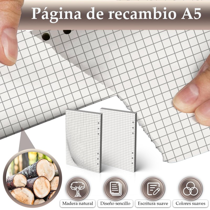 Papel para Recargas A5 -Paquete de 2, 180 Páginas /