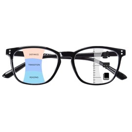 ZESAKER Progressive Reading Glasses for Women Men Multifocal Blue Light Blocking Computer Readers Spring Hinges Anti Glare& Eyestrain Multifocus Transition Glasses for Reading Gaming(Black, 2.0)